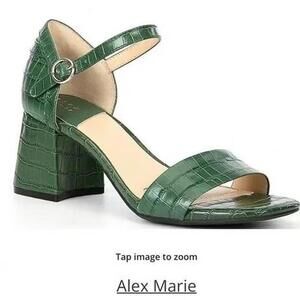 Alex Marie Aidrea Emerald Green Crocodile Leather Heels